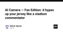 AI Camera Fan Edition: Khi trí tuệ nhân tạo biến mọi khoảnh khắc thể thao thành bình luận đỉnh cao