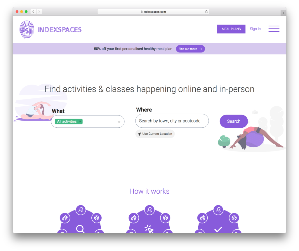 IndexSpaces desktop landing page